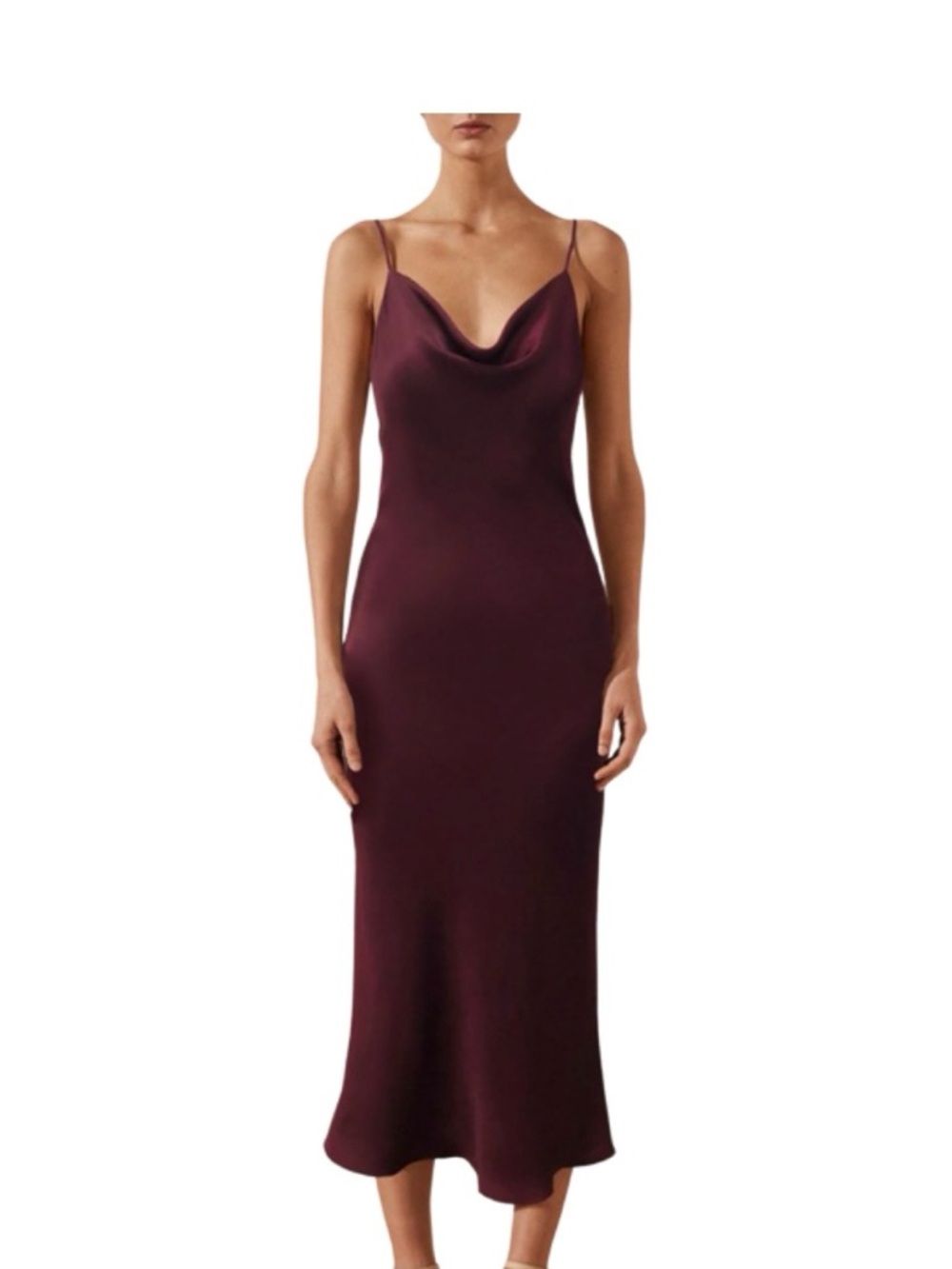 Shona Joy Mia Cowl neck bias cut midi slip dress